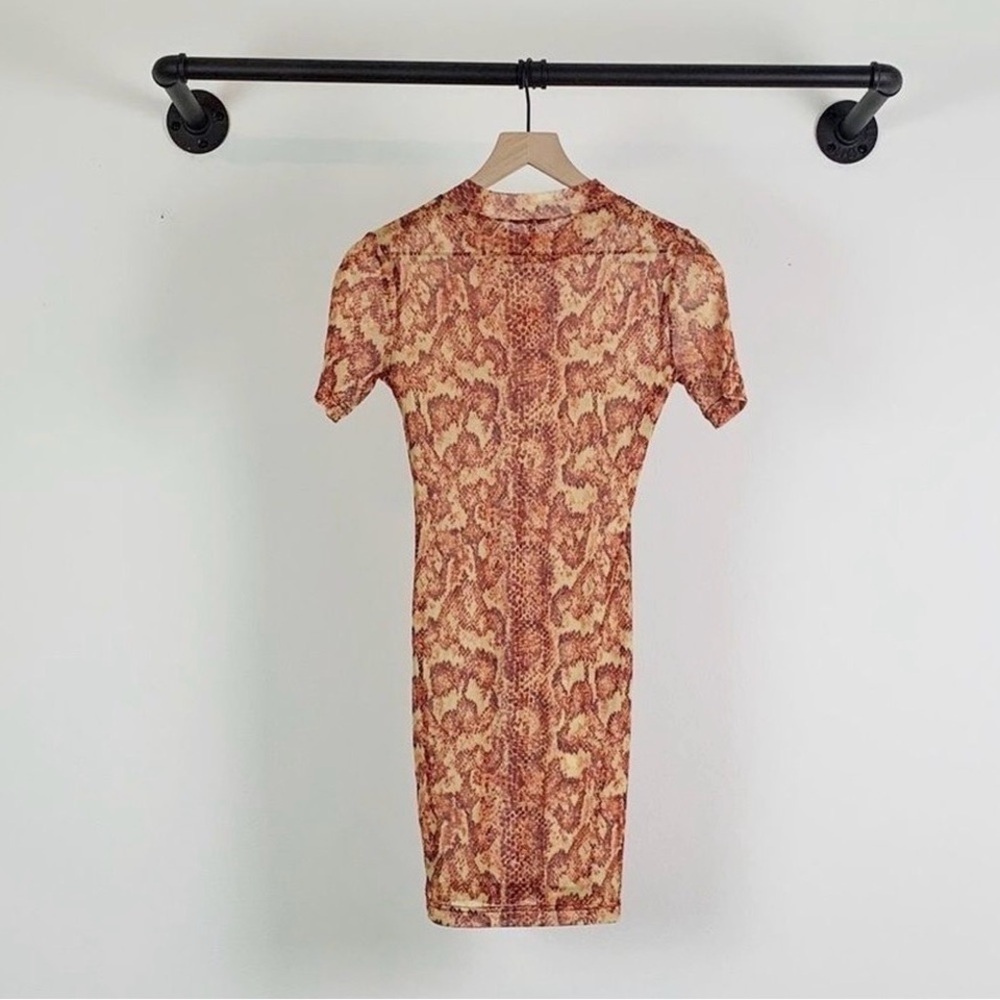 Urban Outfitter UO Mimi Mesh Short Sleeve Snakeskin Bodycon Mini Dress size med